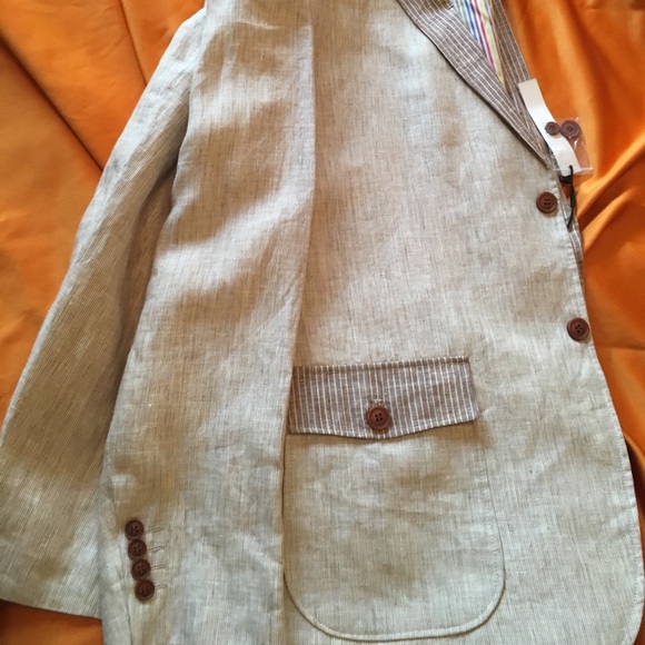 NEW MEN’S LINEN SPORTCOAT TAN W/STRIPED BROWN